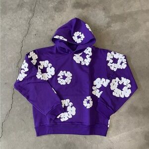 Purple Hoodie with White Floral Design